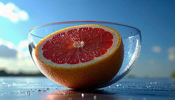 グレープフルーツ　カット断面の写真