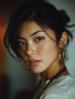 若々しいアジア人女性の表情 若々しいアジア人女性の表情の写真