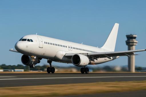 滑走路を走る旅客機 滑走路を走る旅客機の写真