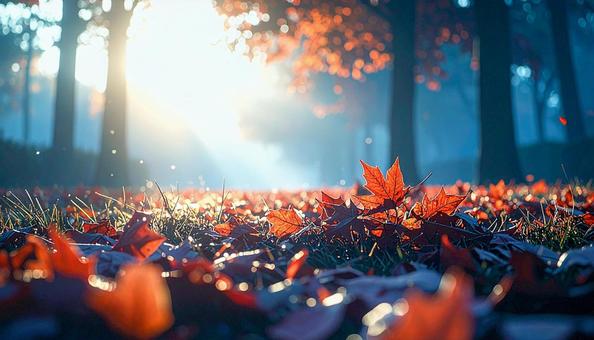 落葉した赤い紅葉いっぱいの地面 落葉した赤い紅葉いっぱいの地面の写真