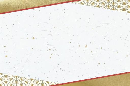 紙のテクスチャ（大礼紙金銀箔金麻の葉赤） 麻の葉,和紙,金色の写真素材
