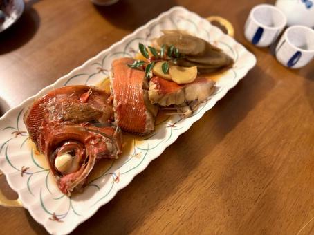 金目鯛の煮つけ 金目鯛,煮付け,魚の写真素材