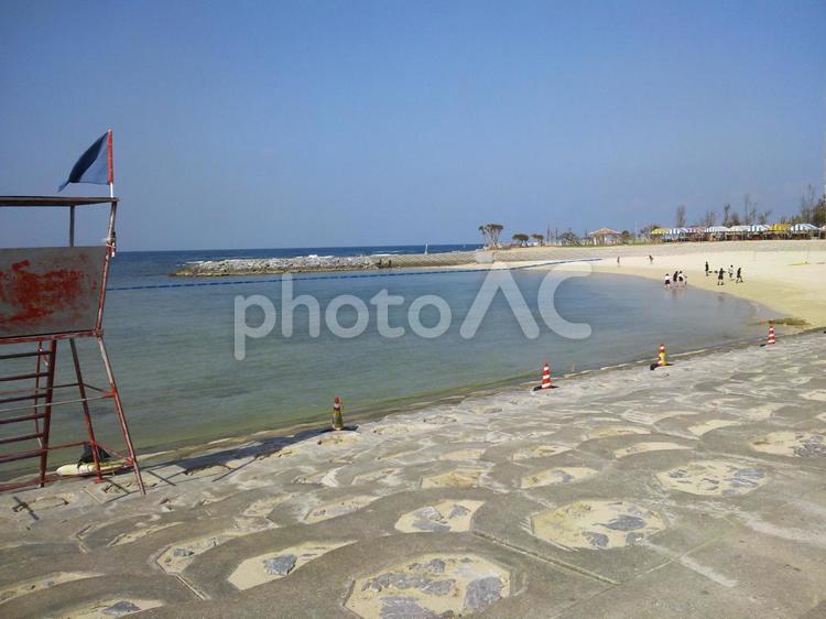 沖縄　北谷のビーチ 砂浜,沖縄,北谷の写真素材
