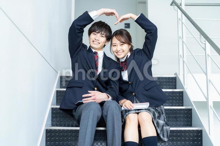 高校生のポートレート 高校生,男女,カップルの写真素材