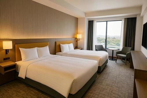 モダンで快適なホテル客室の写真