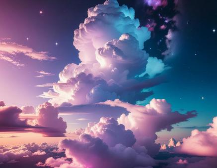夕暮れに広がる夢のような雲と色彩豊かな空 夕暮れに広がる夢のような雲と色彩豊かな空の写真