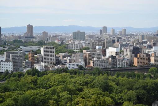 大阪城下 大阪,城,都市の写真素材