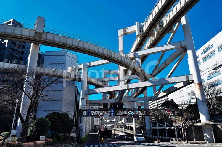 千葉モノレール　栄町付近の軌道の分岐 千葉モノレール,千葉都市モノレール,サフェージュ式懸垂式の写真素材