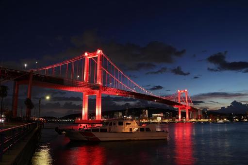 Wakato Bridge at night (illuminated), JPG Wakato Bridge at night (illuminated), JPG