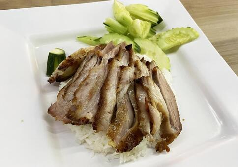 カオマンガイ カオマンガイ,タイ料理,露店の写真素材