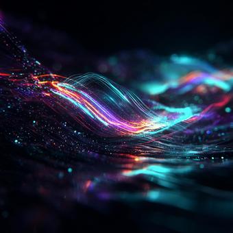 光の粒子が流れる未来的なデジタル背景 光の粒子が流れる未来的なデジタル背景の写真