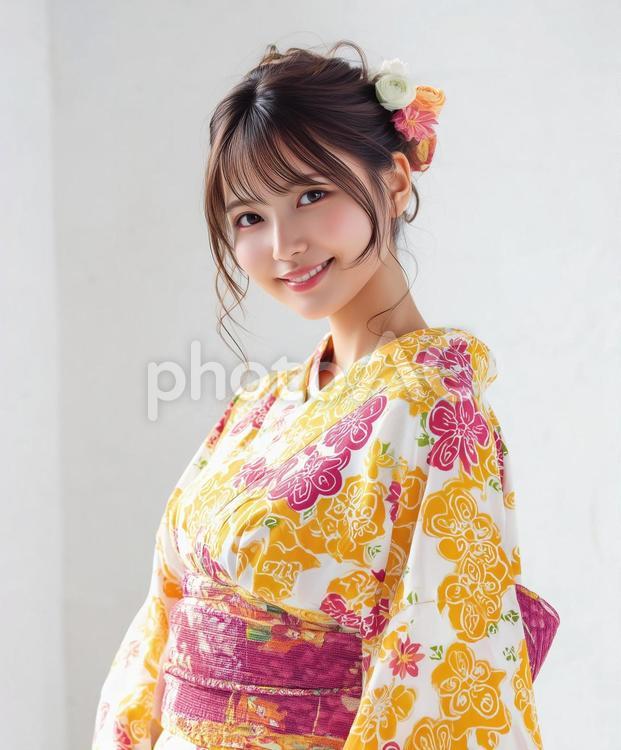 鮮やかな浴衣を着た日本人女性 女性,日本人,20代の写真素材