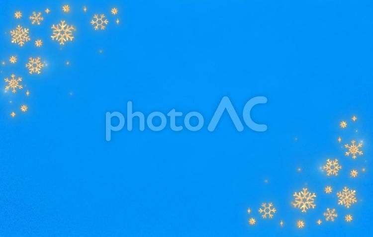 ブルー背景にゴールドの飾りのフレーム ブルー背景,水色,青の写真素材