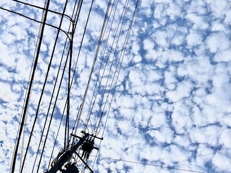 空と雲と電線 空と雲と電線 空,雲,電線の写真素材