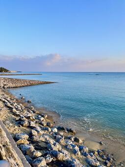 沖縄・やんばるの海 海,空,水平線の写真素材