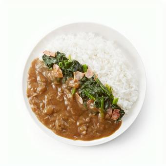 カレーライス ほうれん草トッピング カレーライス ほうれん草トッピングの写真