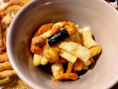 あられミックス あられ,ミックス,アラカルトの写真素材