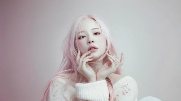K-POP風ピンクヘア美女 K-POP風ピンクヘア美女の写真