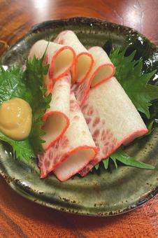 Photo, whale bacon, whale, sashimi, 