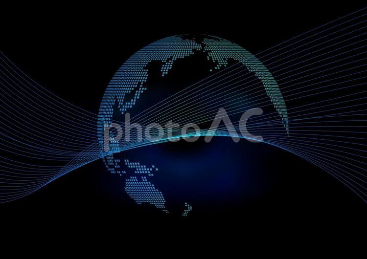 地球　デジタル　黒背景 地球,テクノロジ,世界の写真素材