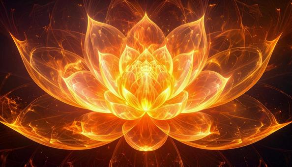 炎に輝く蓮のフラクタルアートの写真