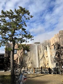 吹き出す間欠泉 道の駅,道の駅しかべ,しかべ間歇泉公園の写真素材