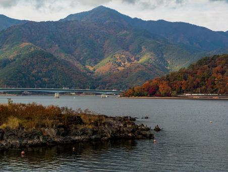 晩秋の河口湖 河口湖,紅葉,晩秋の写真素材