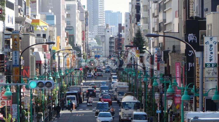 大久保通り　韓国系の店など 東京,韓流,韓国料理の写真素材