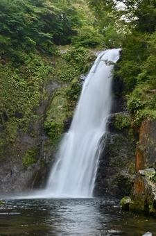 新緑に囲まれた滝 新緑に囲まれた滝 滝,流線,きれいの写真素材