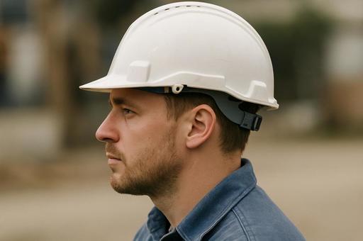 ヘルメットをかぶった男性の写真