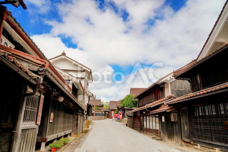 岡山県高梁市吹屋の赤瓦のまちなみ 岡山,高橋,吹屋の写真素材