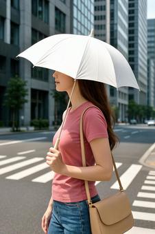 日傘をさす女性 日傘をさす女性の写真