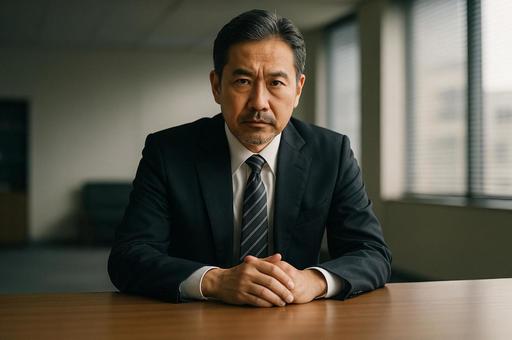 真剣な表情をする面接官 真剣な表情をする面接官の写真