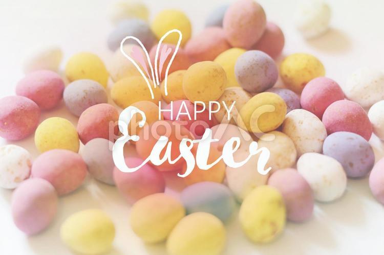 【Happy Easter】イースターエッグとバニーear《PSD》 ハッピー,イースター,happyの写真素材