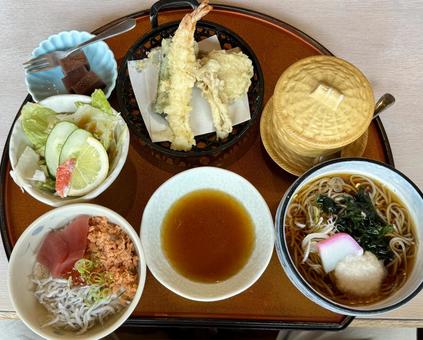 Photo, tempura, shrimp, eggplant, 