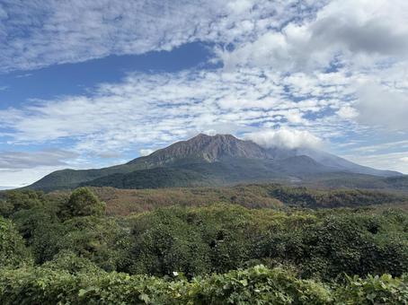 山 山,桜島,空の写真素材