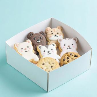 箱入りの動物クッキー 箱入りの動物クッキーの写真