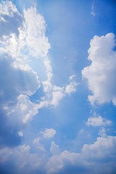Photo, midsummer, blue sky, white cloud, 