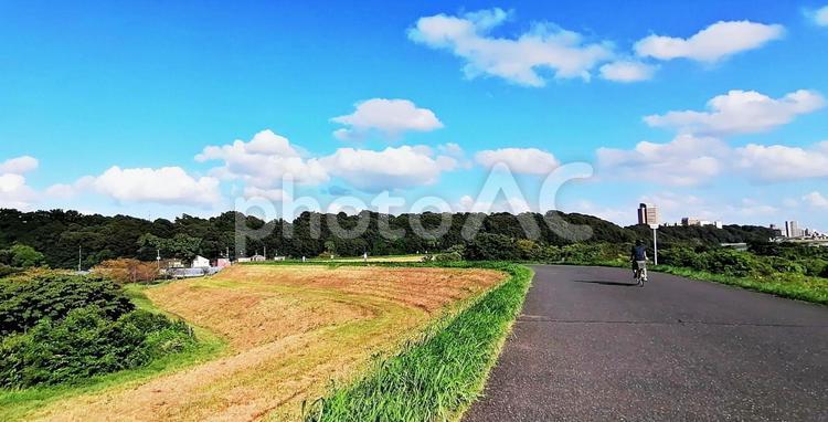 田舎の風景 青空,雲,夏の写真素材