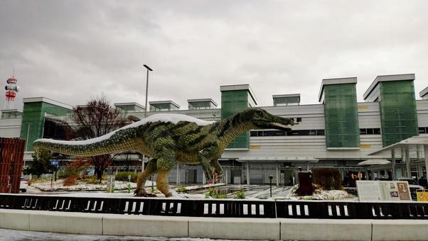 福井駅 雪,冬,福井県の写真素材