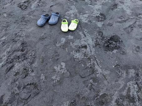 砂浜のサンダル 砂浜のサンダル サンダル,靴,砂浜の写真素材