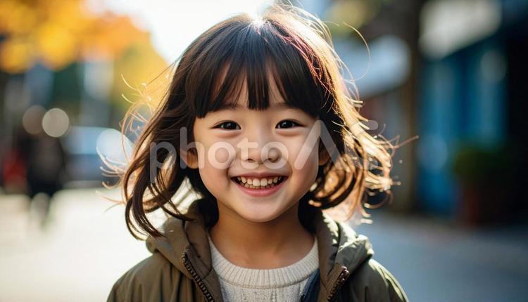 白い歯を見せて笑う女の子 歯,デンタルケア,ブレスケアの写真素材