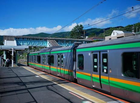 夏・郊外の駅 夏・郊外の駅 夏,夏空,空の写真素材