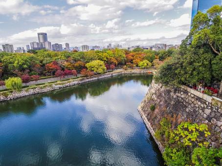 【大阪府】大阪城 大阪城,石垣,濠の写真素材