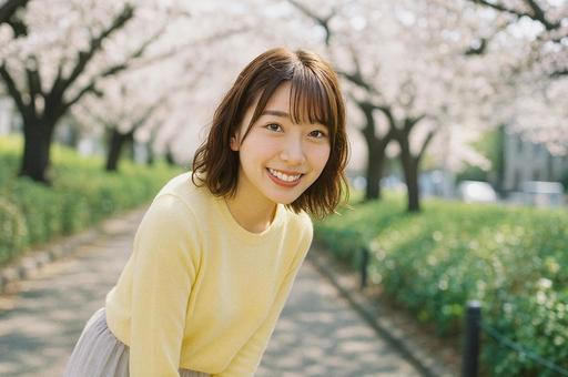 春と可愛い日本人女性の写真