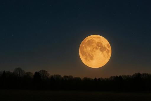 森の上に昇る美しいスーパームーン 森の上に昇る美しいスーパームーンの写真