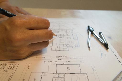 新築注文住宅の間取図を作成中 新築注文住宅の間取図を作成中 設計図,間取り図,計画の写真素材