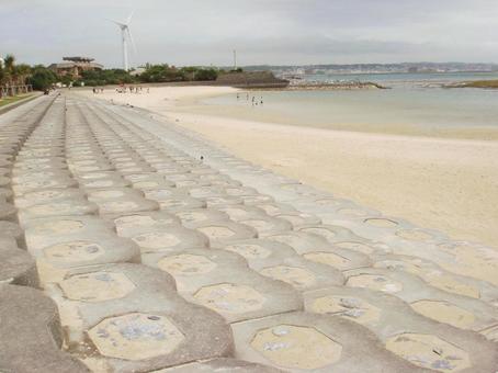 The stone steps and the sea of ​​Okinawa, sea, beach, beach, JPG