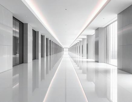 シンメトリー　屋内　廊下の写真