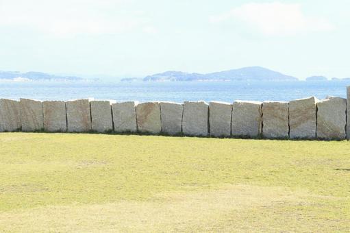 犬島の石の塀 犬島の石の塀 犬島,塀,石の写真素材